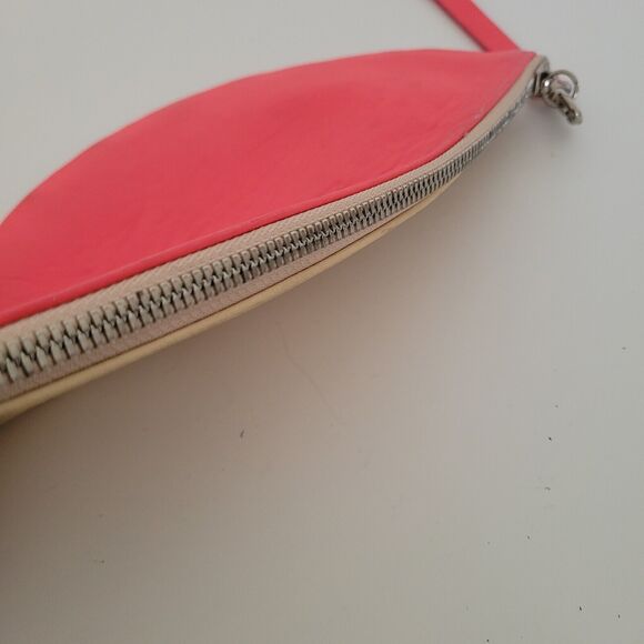 Rebecca Minkoff X By Rosie Jane Feminist Leather Tan Pink Wristlet Zip Half Moon - Picture 5 of 9